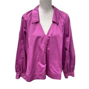 CO Collection Blouse Top Womens Large Pink V Neck Lagenlook Boho Coquette Girly